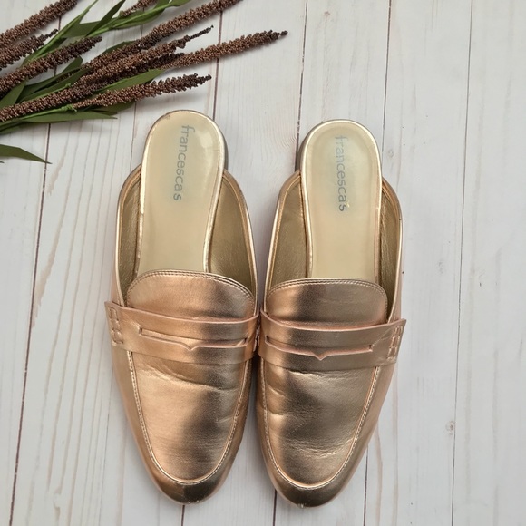 Francesca’s Rose Gold Mule Slides Trendy Chic - Picture 2 of 8